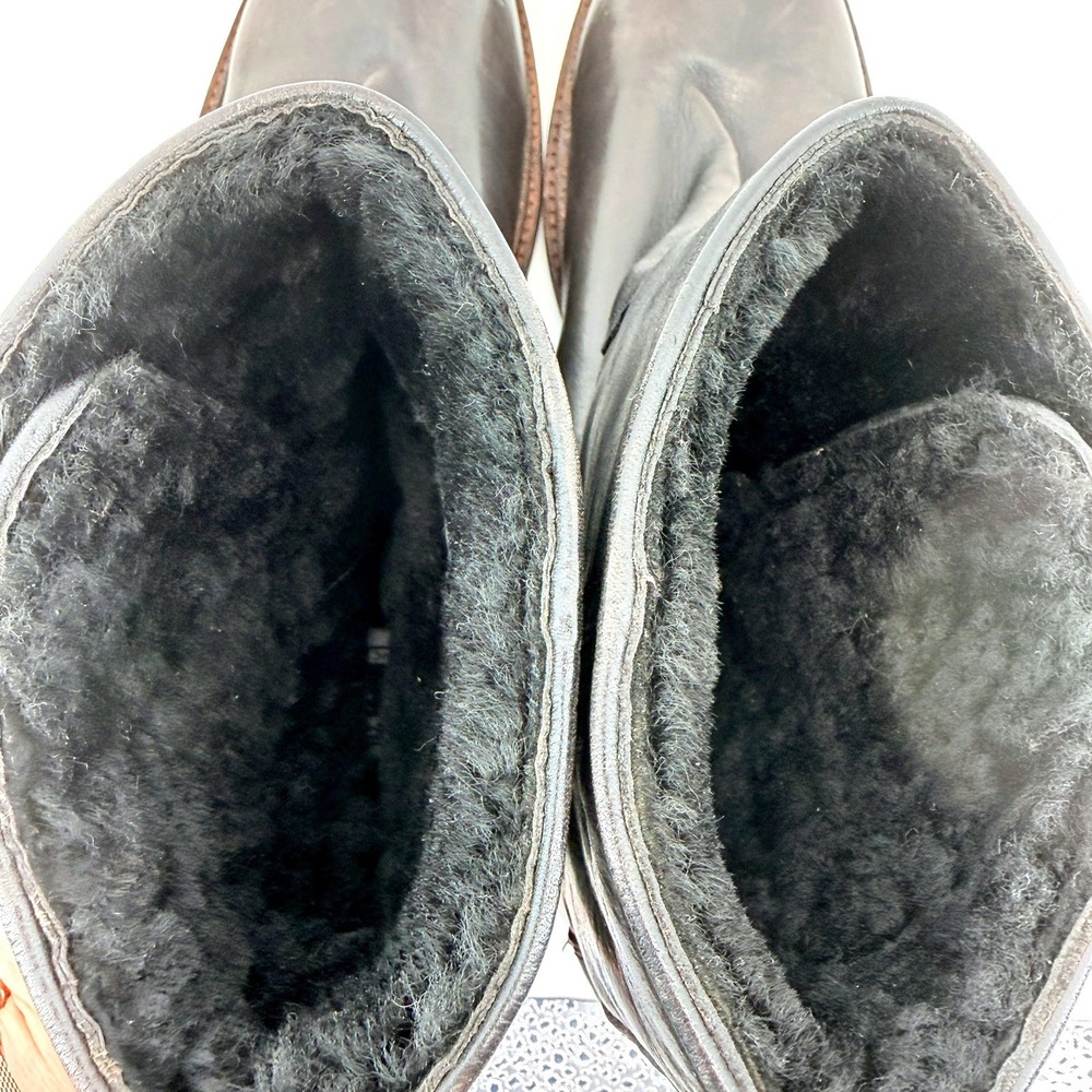 Frye Celia Black Leather Shearling Lined Short Boot 8.5B Deadstock Winter Cozy - Picture 9 of 10